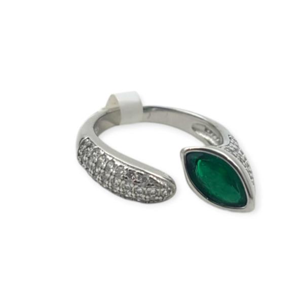 925 Sterling Silver Ring for ladies with Green Stone